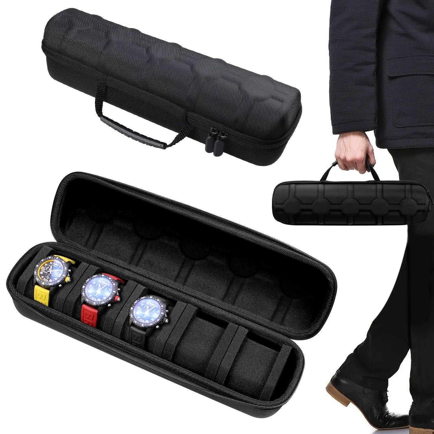 Deluxe 5Slot Hard Shell Watch Organizer Case  Travel Storage  Smartwatch Box 1