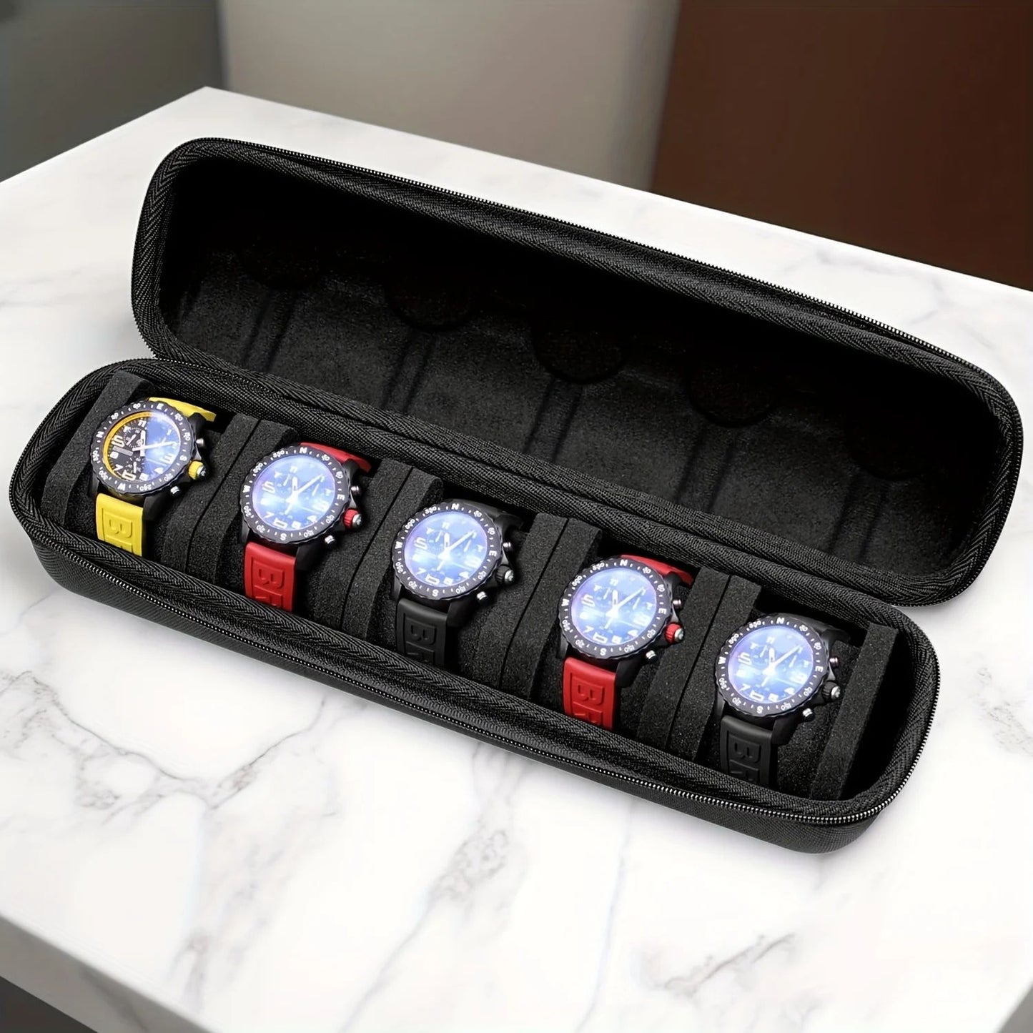Deluxe 5Slot Hard Shell Watch Organizer Case  Travel Storage  Smartwatch Box 5