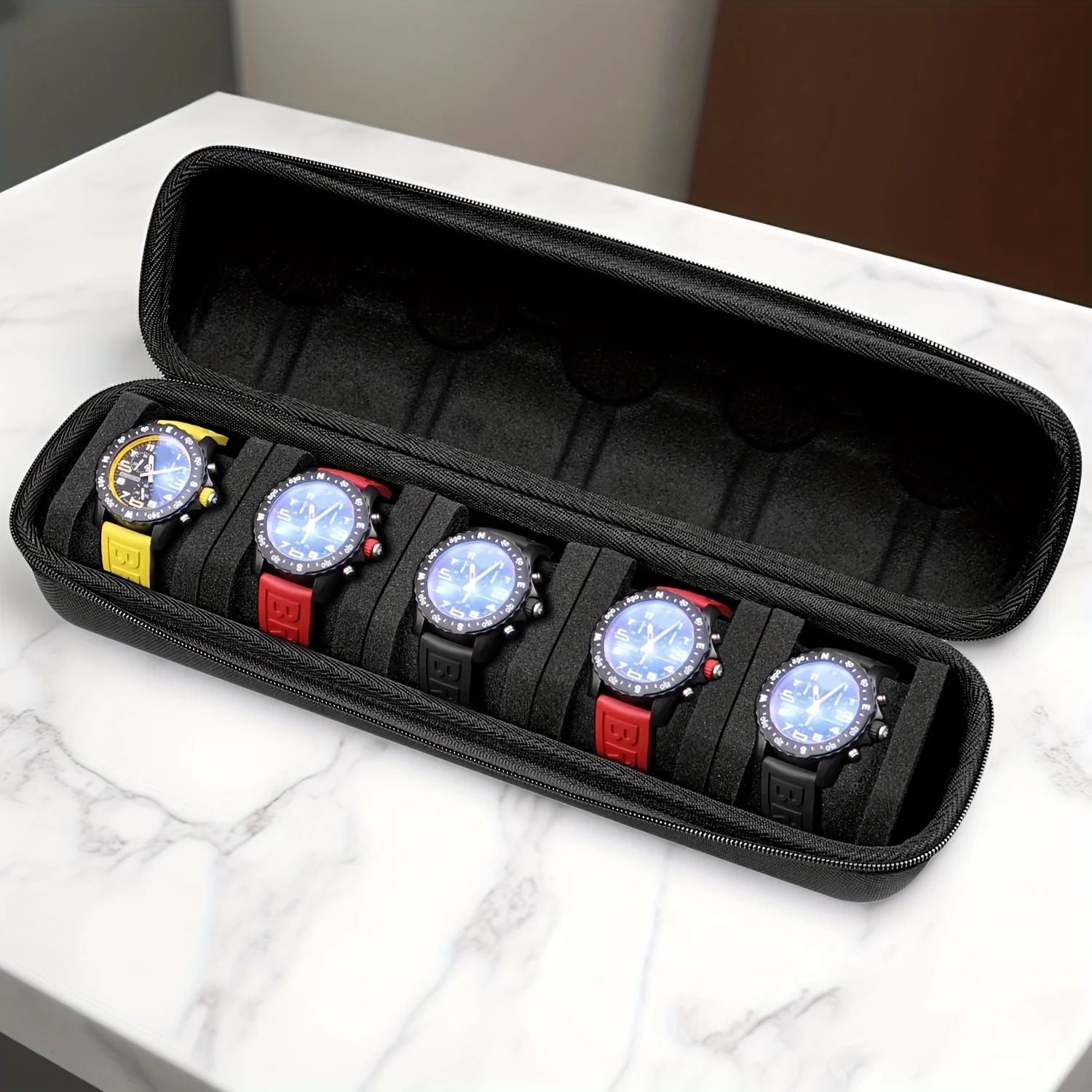 Deluxe 5Slot Hard Shell Watch Organizer Case  Travel Storage  Smartwatch Box 5