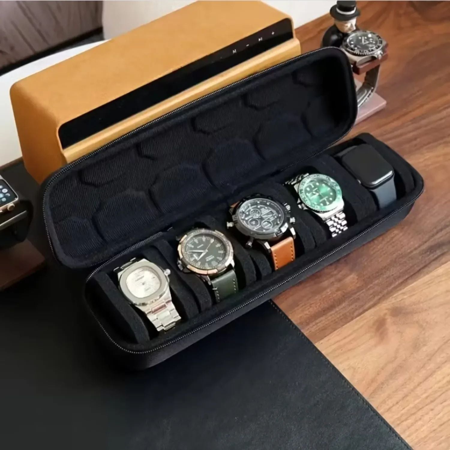 Deluxe 5Slot Hard Shell Watch Organizer Case  Travel Storage  Smartwatch Box 6