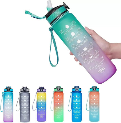 LargeCapacity Gradient 1000 Ml Sports Water Bottle With Straw  Time Marker 2