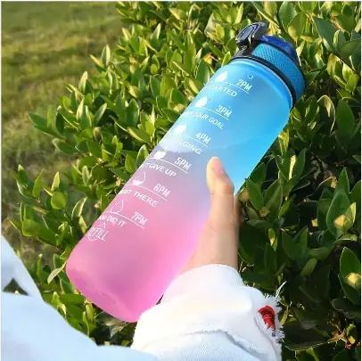LargeCapacity Gradient 1000 Ml Sports Water Bottle With Straw  Time Marker 7