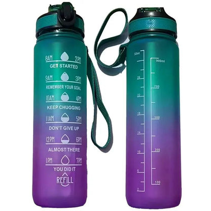 LargeCapacity Gradient 1000 Ml Sports Water Bottle With Straw  Time Marker 6