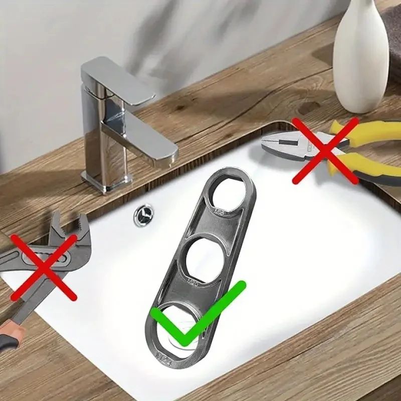 Universal 6in1 Faucet Aerator Key Wrench HeavyDuty Zinc Alloy Tool For Kitchen  Bathroom 4
