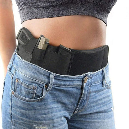 Tactical Pistol Holster Right Hand Elastic Belt Band Concealed Carry Waistband Holster