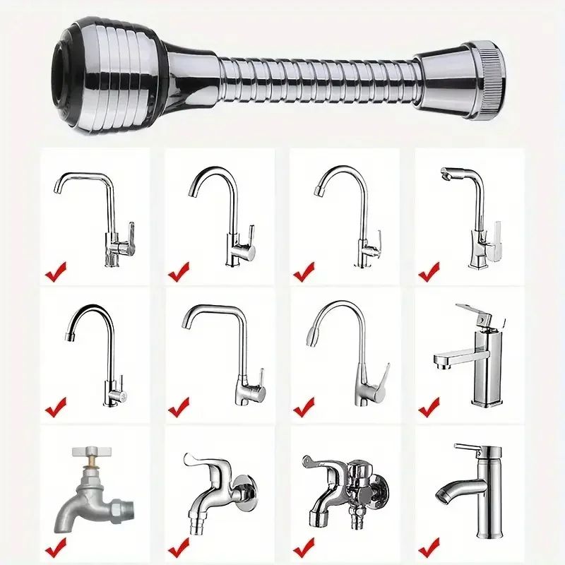 360 Swivel Faucet Extender With 2 Spray Modes SplashProof Flexible Sink Attachment 7