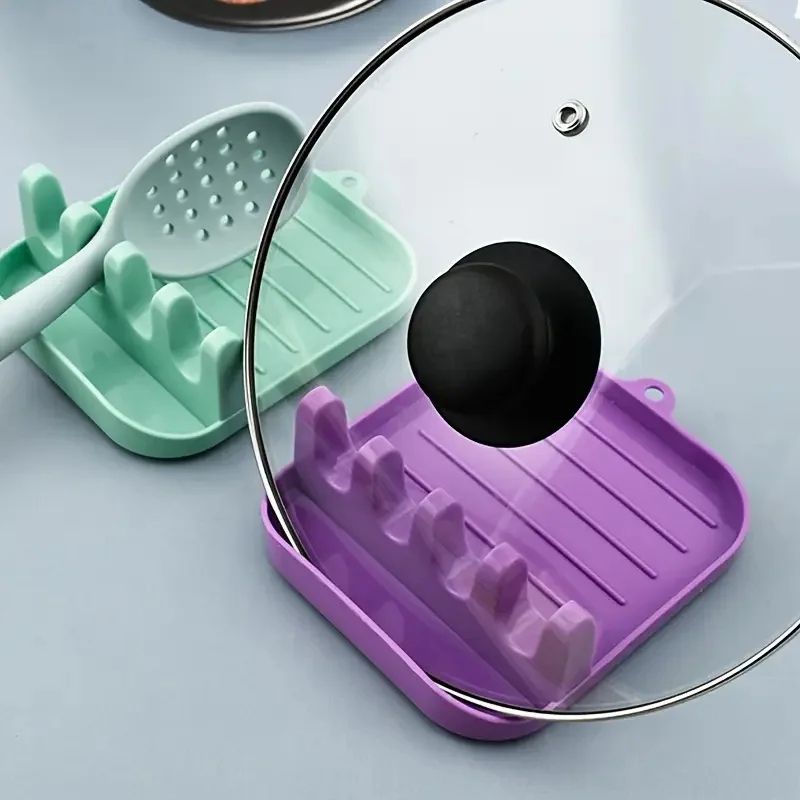 AllinOne Spoon Rest Organizer Holds Utensils And Pot Lids Keeps Kitchen Countertops Tidy 3