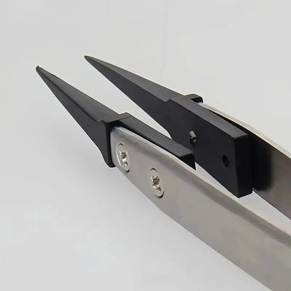 ESDSafe Precision Tweezers AntiStatic HeavyDuty Metal Tool For Electronics  Jewelry Repair 1