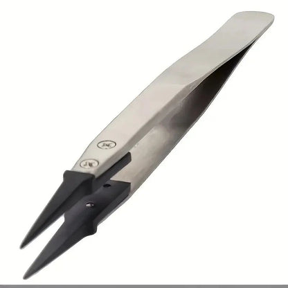 ESDSafe Precision Tweezers AntiStatic HeavyDuty Metal Tool For Electronics  Jewelry Repair 3