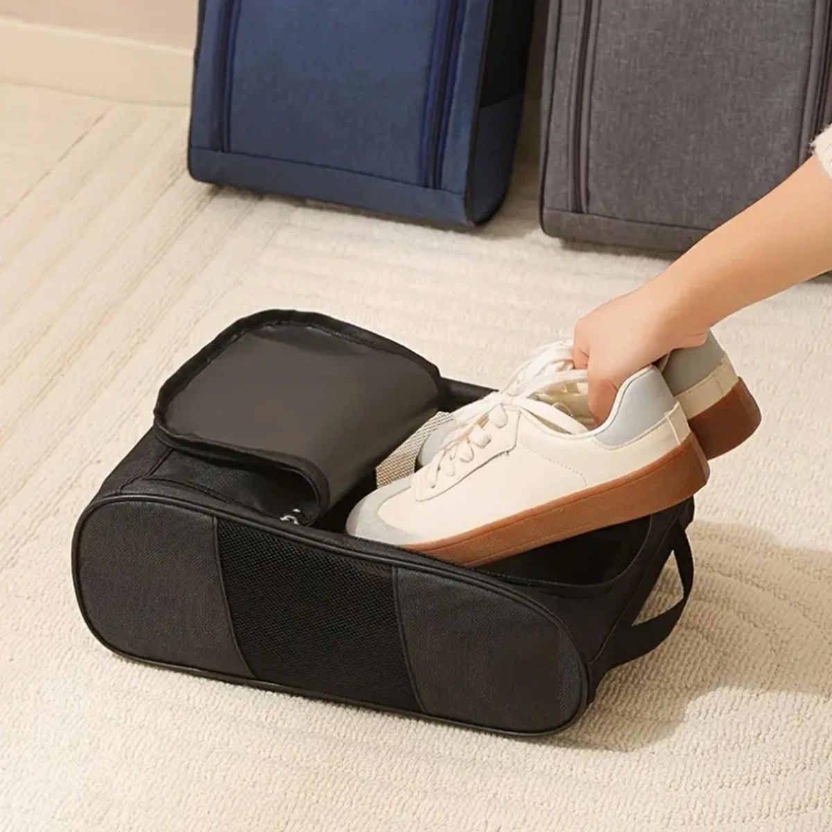 Portable Oxford Cloth Golf Shoe Bag  Breathable  Lightweight Shoe Carrier 5