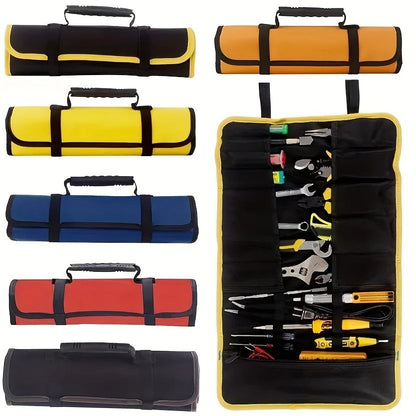 Compact 22-Pocket Canvas Wrench Roll – Portable Tool Roll Bag for Hand Tools