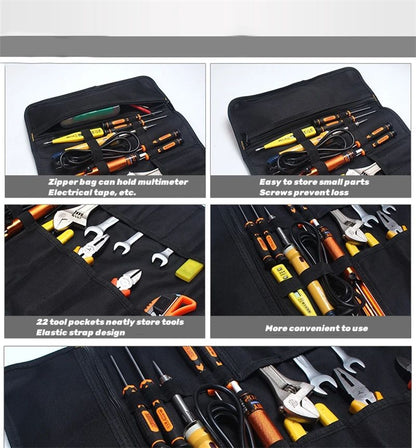 Compact 22Pocket Canvas Wrench Roll  Portable Tool Roll Bag For Hand Tools 5