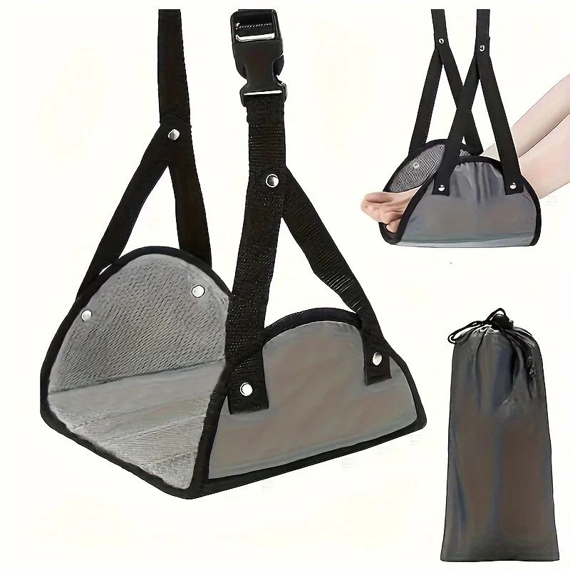 Adjustable Travel Foot Hammock For Airplane  Office Comfort 1