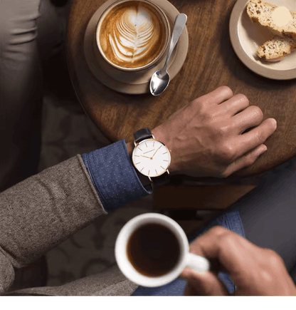 Rose Gold Leather Quartz Watch For Men And Women 2