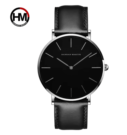 Rose Gold Leather Quartz Watch For Men And Women 10