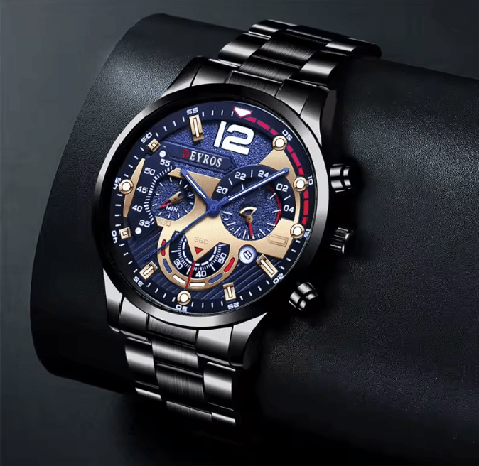 Stainless Steel Quartz Watch For Men With Calendar And Luminous Display 2