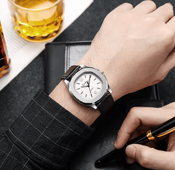 Casual Leather Strap Quartz Watch For Men 5