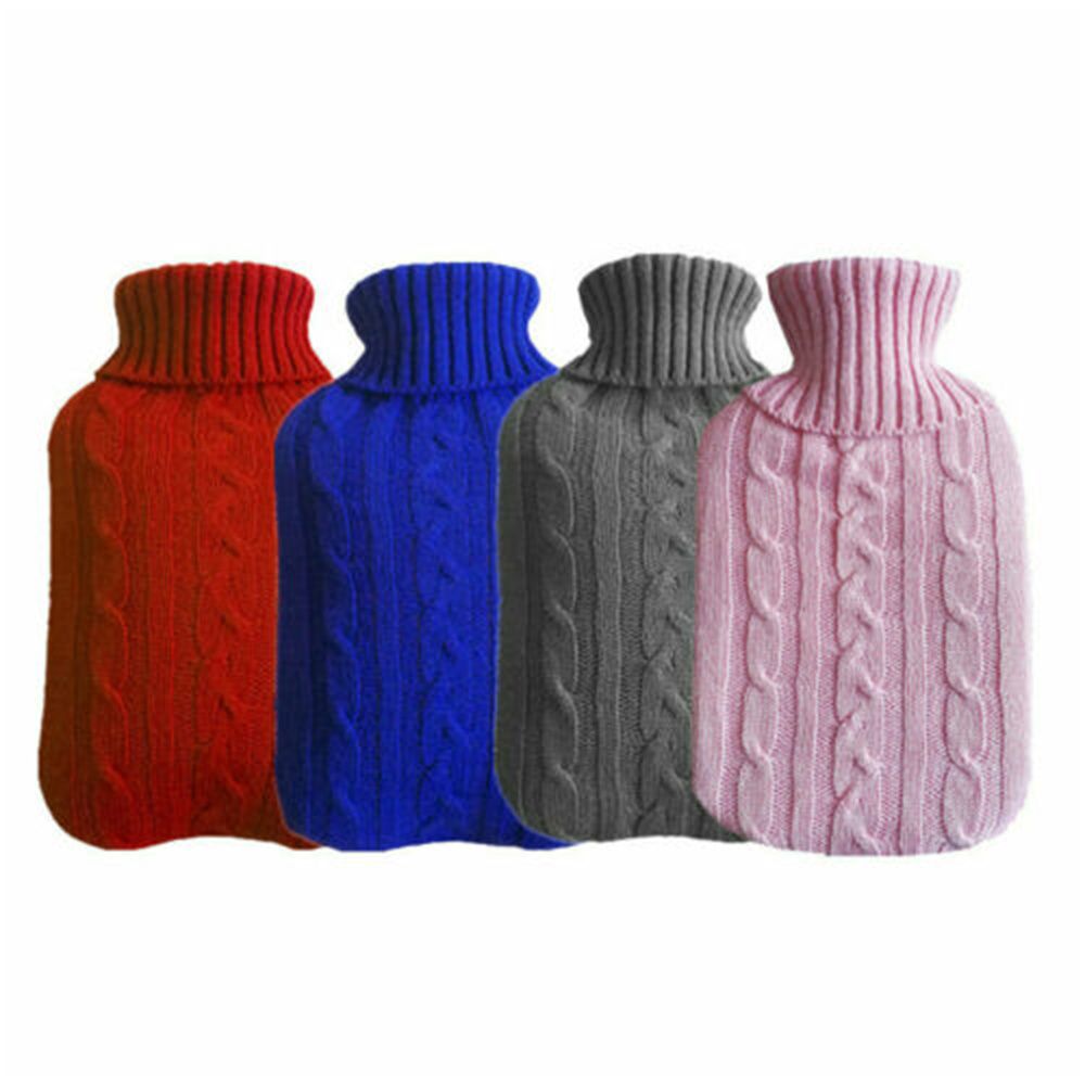 Warm Faux Fur Fleece Knitted Cover For Large Natural Rubber Hot Water Bottle Bag 1