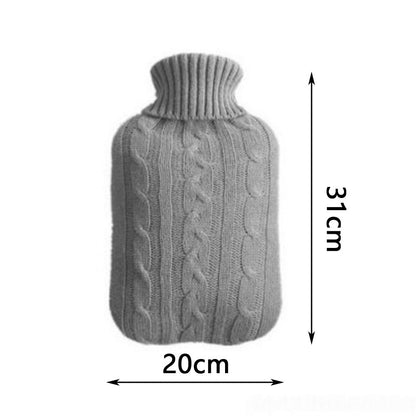 Warm Faux Fur Fleece Knitted Cover For Large Natural Rubber Hot Water Bottle Bag 2