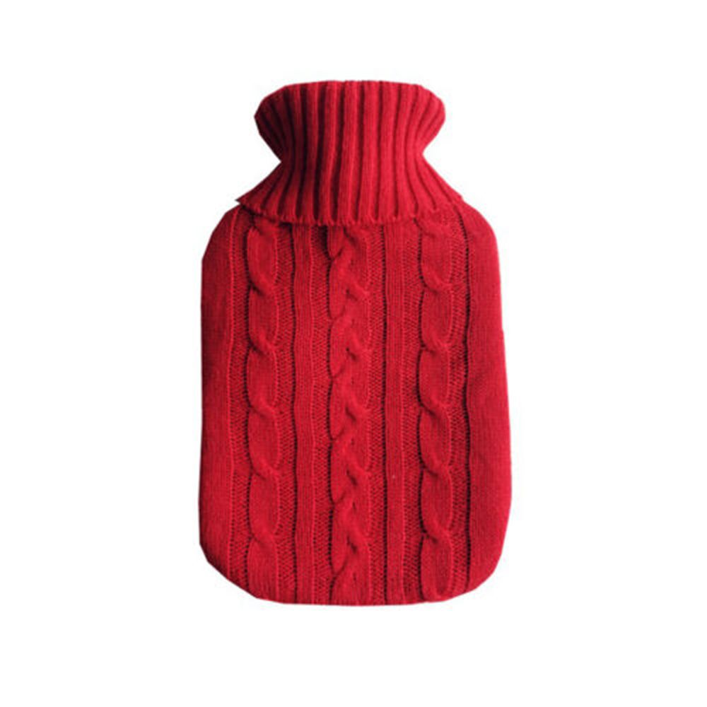 Warm Faux Fur Fleece Knitted Cover For Large Natural Rubber Hot Water Bottle Bag 7