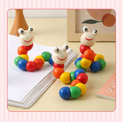 Bright Color Montessori Wooden Toys, Adorable Caterpillar Puppet, KTV Adults, Kids Early Education Learning Toy for Boys