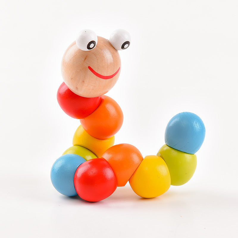 Bright Color Montessori Wooden Toys Adorable Caterpillar Puppet KTV Adults Kids Early Education Lea 5