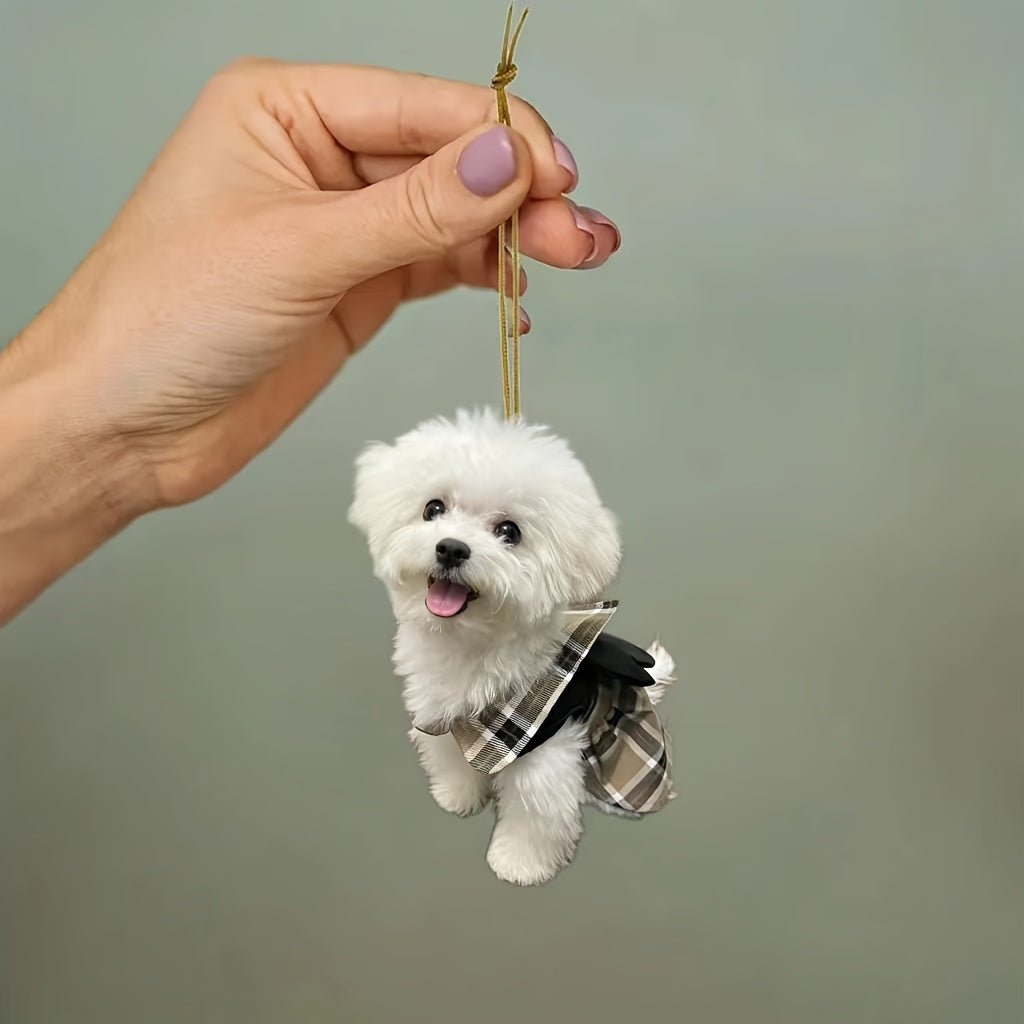 Flat Acrylic Cute Puppy Pendant Holiday Gift Rear View Mirror Decoration Backpack Pendant 3