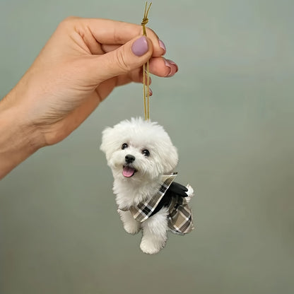 Flat Acrylic Cute Puppy Pendant Holiday Gift Rear View Mirror Decoration Backpack Pendant 3