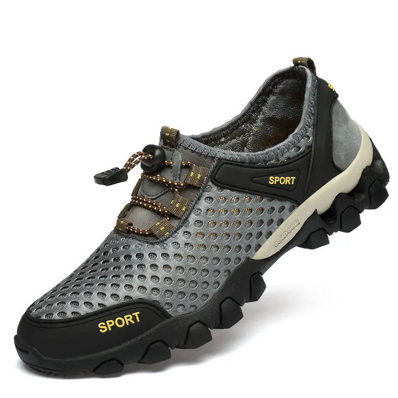 Comfortable SlipOn Sneakers Mens Summer Breathable Hollow Out Mesh Casual Shoes AntiSlip Sport Beij 3