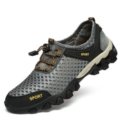 Comfortable SlipOn Sneakers Mens Summer Breathable Hollow Out Mesh Casual Shoes AntiSlip Sport Beij 3