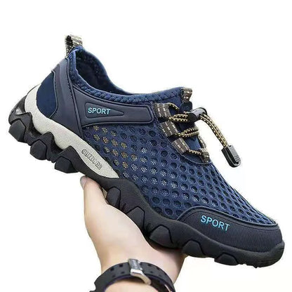 Comfortable SlipOn Sneakers Mens Summer Breathable Hollow Out Mesh Casual Shoes AntiSlip Sport Beij 2