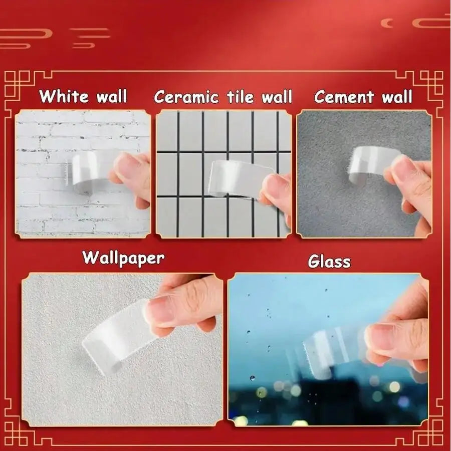 Waterproof Washable Double Sided Tape Transparent Nano Glue Seamless Self Adhesive 4