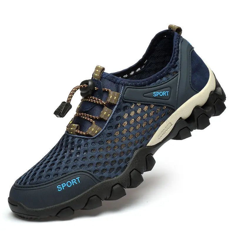 Comfortable SlipOn Sneakers Mens Summer Breathable Hollow Out Mesh Casual Shoes AntiSlip Sport Beij 5
