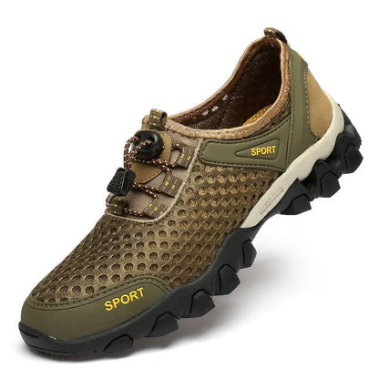 Comfortable SlipOn Sneakers Mens Summer Breathable Hollow Out Mesh Casual Shoes AntiSlip Sport Beij 6