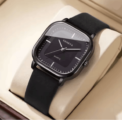 Square Minimalist Leather Strap Quartz Watch For Men 5