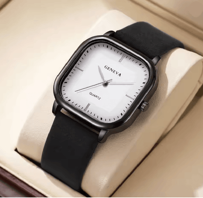 Square Minimalist Leather Strap Quartz Watch For Men 6
