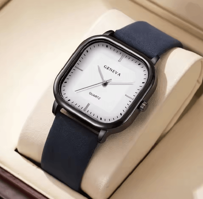 Square Minimalist Leather Strap Quartz Watch For Men 7