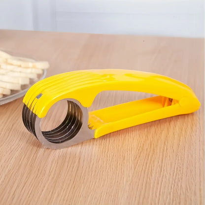 Stainless Steel Banana Slicer, Curved Handle Chopper for Cutting Fruits, Vegetables, and Sausage in Kitchen