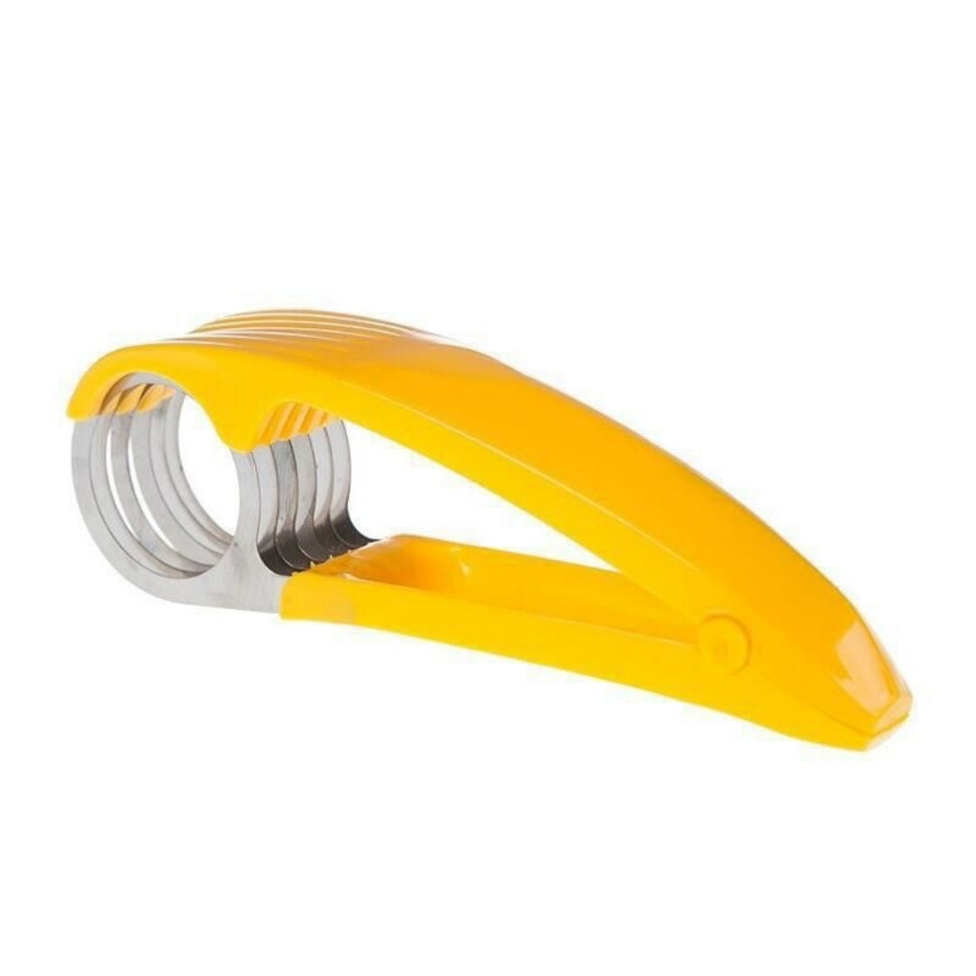 Stainless Steel Banana Slicer, Curved Handle Chopper for Cutting Fruits, Vegetables, and Sausage in Kitchen