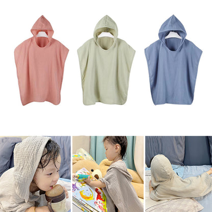 Soft Baby Hooded Bath Towel Cotton Gauze Poncho Breathable Beach Towel Blanket 2