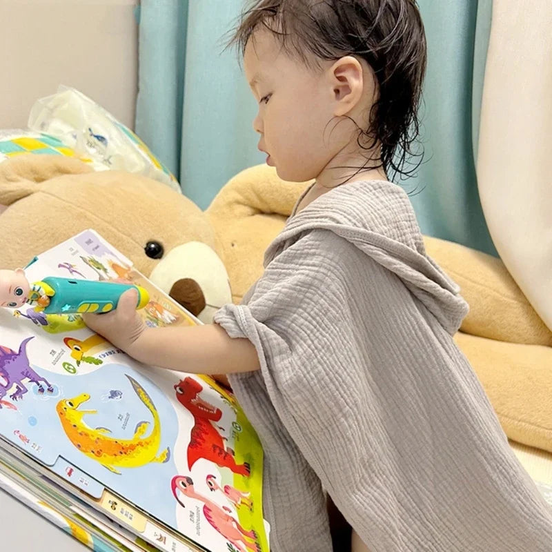 Soft Baby Hooded Bath Towel, Cotton Gauze Poncho, Breathable Beach Towel Blanket