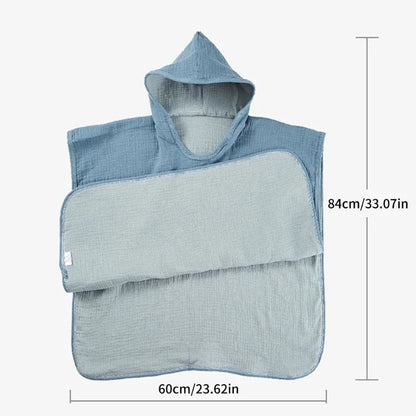 Soft Baby Hooded Bath Towel Cotton Gauze Poncho Breathable Beach Towel Blanket 3