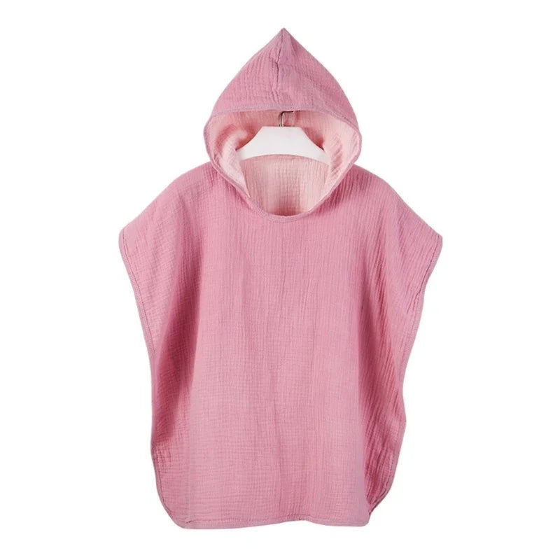 Soft Baby Hooded Bath Towel Cotton Gauze Poncho Breathable Beach Towel Blanket 5