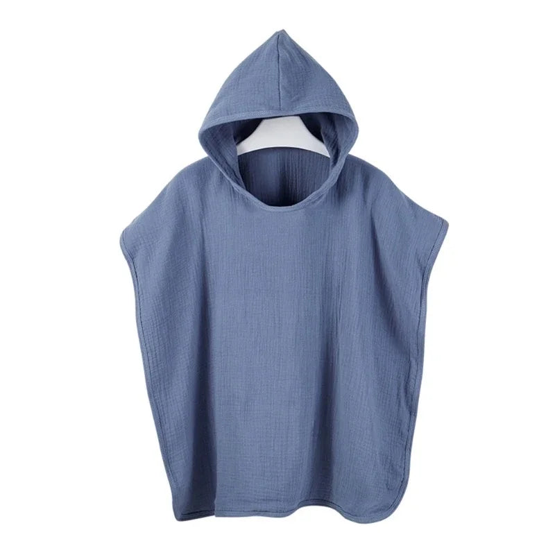 Soft Baby Hooded Bath Towel Cotton Gauze Poncho Breathable Beach Towel Blanket 6