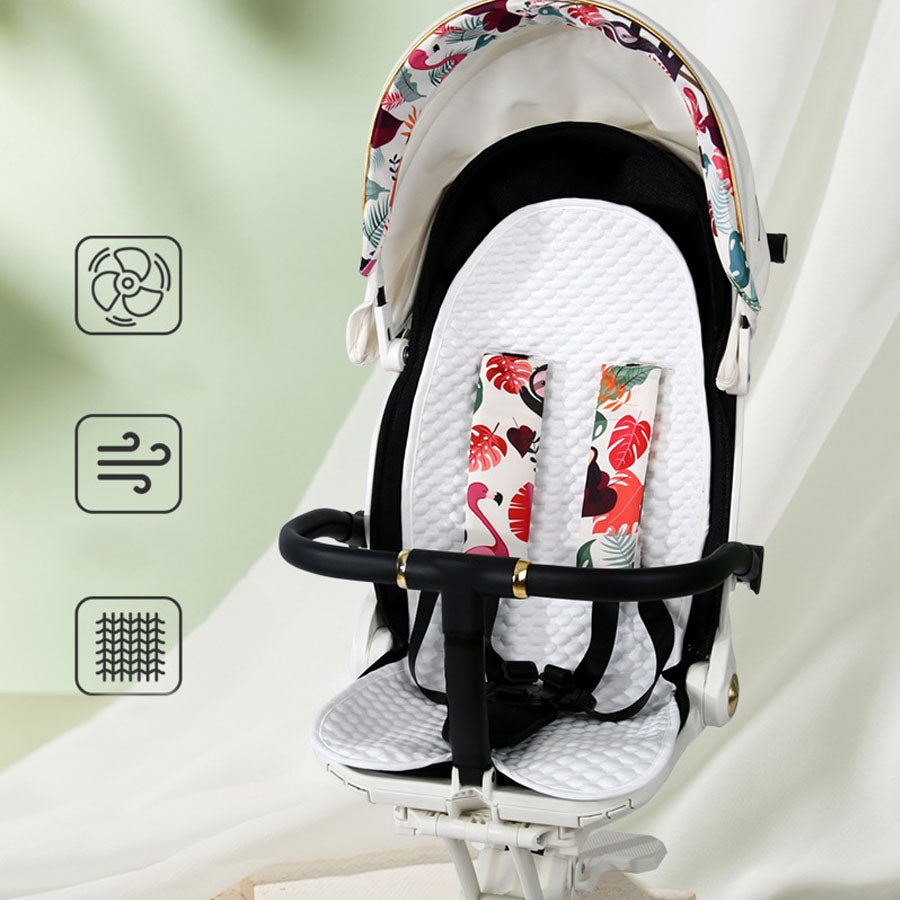 Breathable Mesh Summer Baby Stroller Cool Mat, White Cotton Soft Seat Cushion for Infants