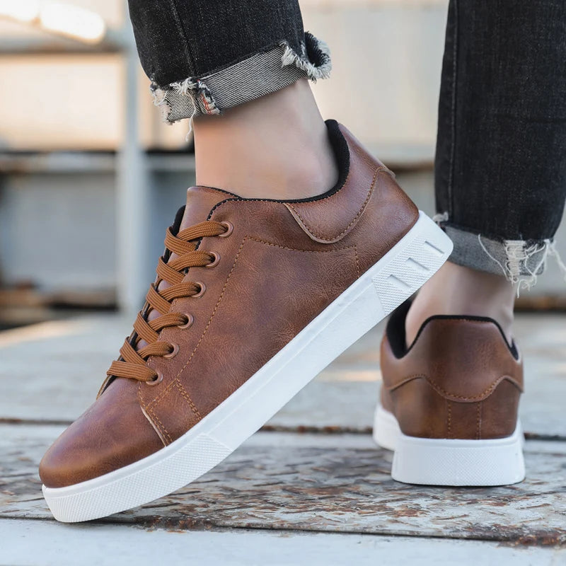 Trendy Casual Shoes British Leather Sneakers Classic Men Loafers Flats Platform Spring Summer Allma 1