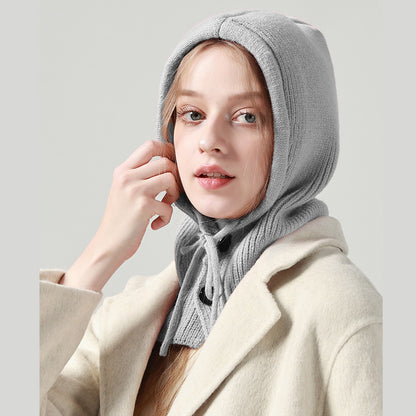 Winter Fashion Hats Wool Knitted Scarf Set Balaclava Hooded Caps Neck Warmer Shawl Gothic Beanies P 3
