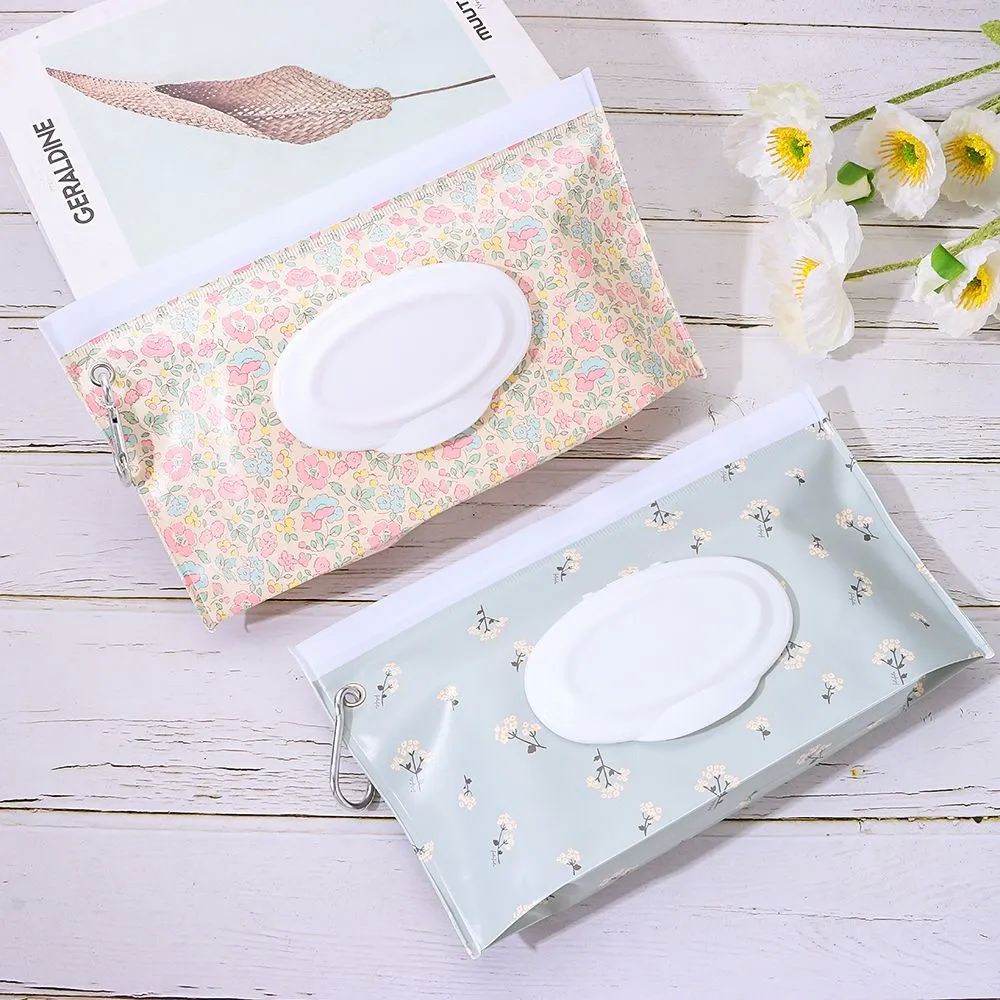 Cosmetic Pouch, Fashion Snap-Strap Flip Cover Baby Product Carrying Case, Wet Wipes Bag, Stroller Hanging Tissue Box