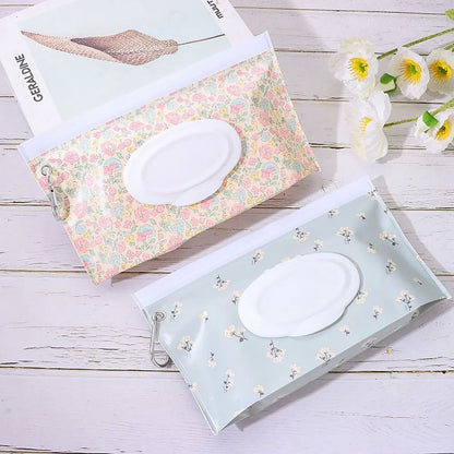 Cosmetic Pouch, Fashion Snap-Strap Flip Cover Baby Product Carrying Case, Wet Wipes Bag, Stroller Hanging Tissue Box