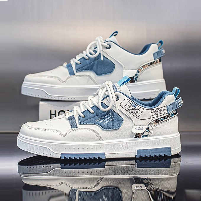 Trendy Mens White Shoes Summer Breathable Sports Shoes Thick Soled Board Shoes Versatile Design